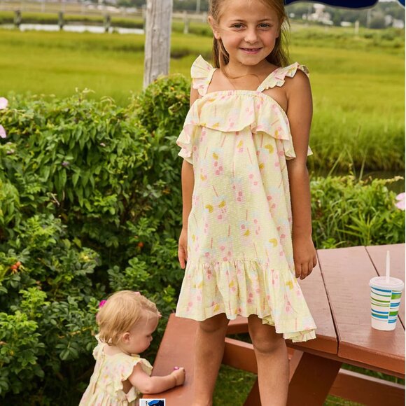 Girls Amalia Dress in Pink Lemonade | Refreshing Novelty Print | Pink Chicken - Picture 2 of 2